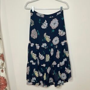 LOFT Blue and White Bubble Midi Skirt